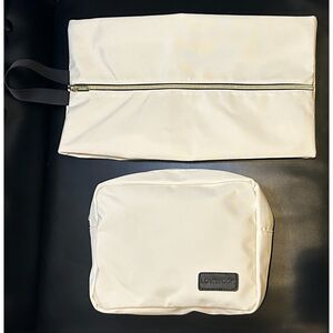 LOVEVOOK 2‑Piece Travel Bag Set White Nylon Organizer Pouches